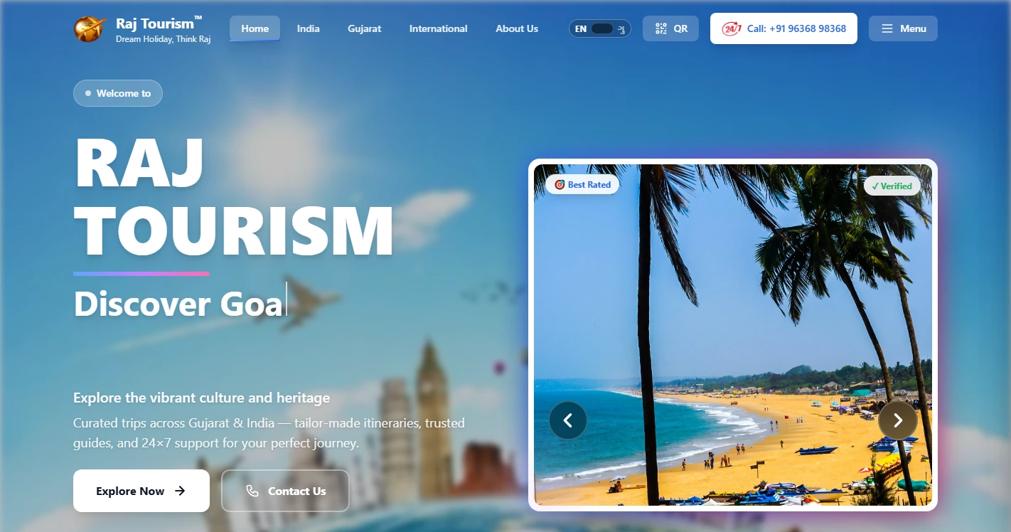 Raj Tourism – Tour Operator & Travel Booking Platform Direct Homepage Preview