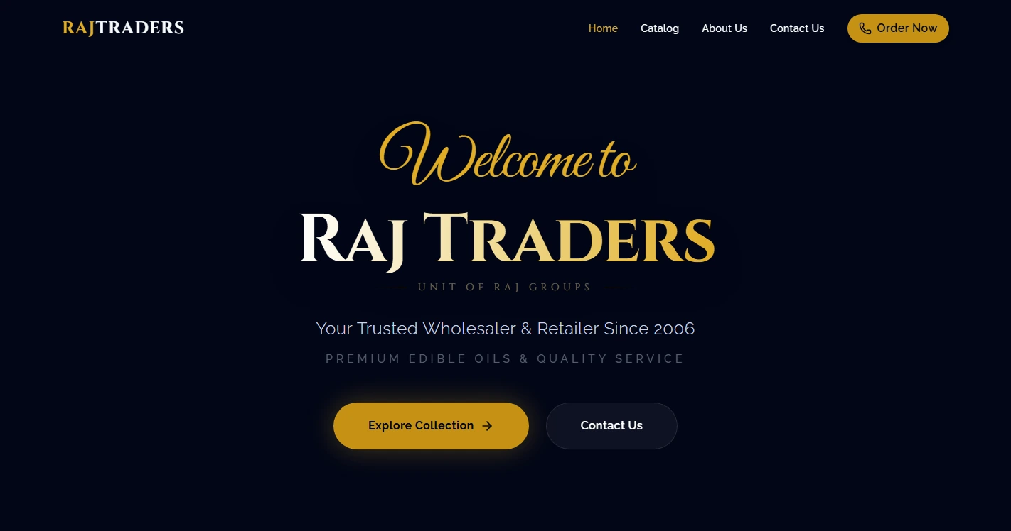 Raj Traders – Wholesale & Retail Edible Oils Distributor Direct Homepage Preview
